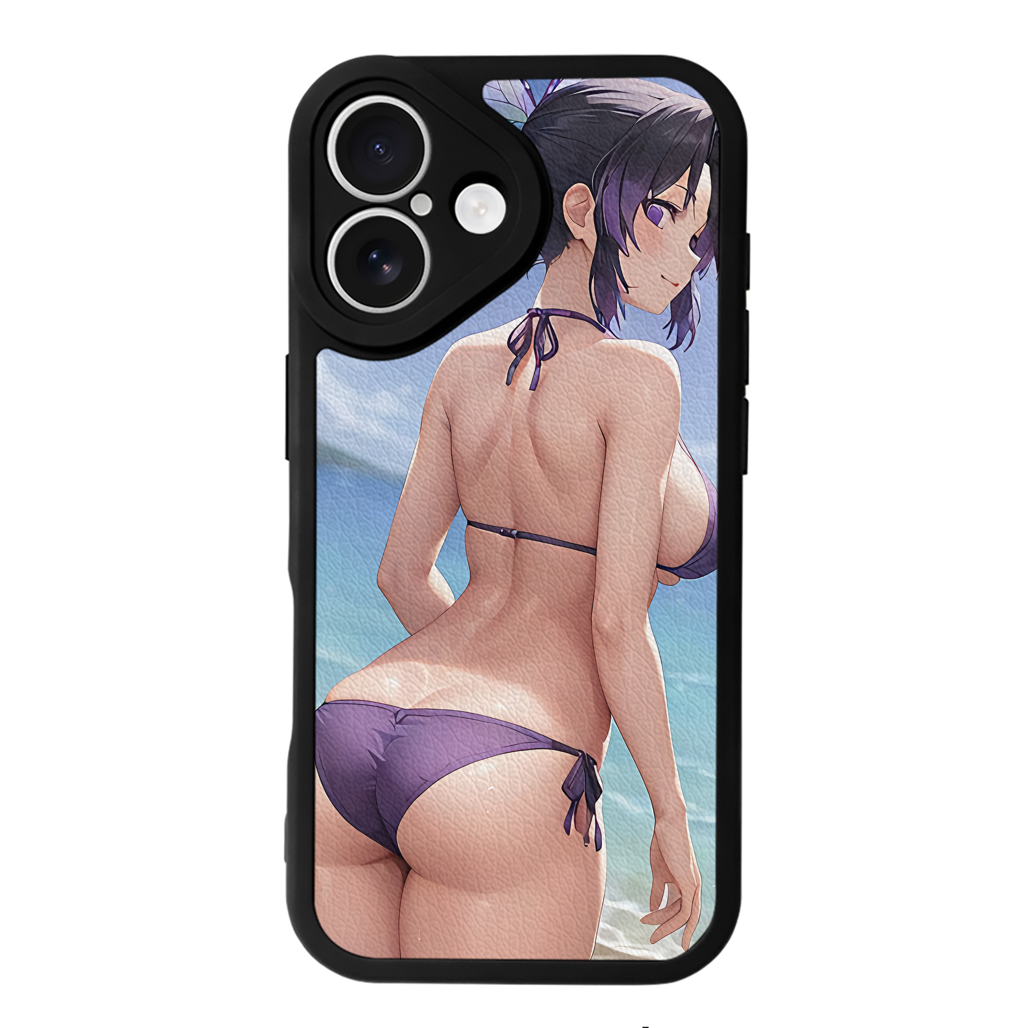 （画像用） 鬼滅の刃（きめつのやいば）蟲柱-胡蝶 しのぶ／こちょう しのぶ Kochou Shinobu 【iPhone 16シリーズ対応】シリコンスマホケース（レザー調） 材質：シリコン